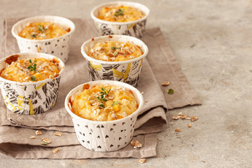 Whole Grain Muffins with Cheeses, Corn and Oatmeal