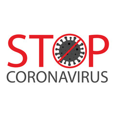 Stop coronavirus text, covid-19 symbol illustration