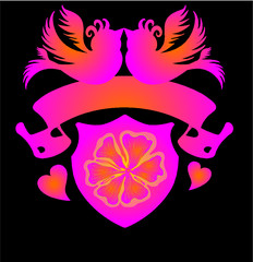 tattoo tribal bird of paradise and heart print embroidery graphic design vector art