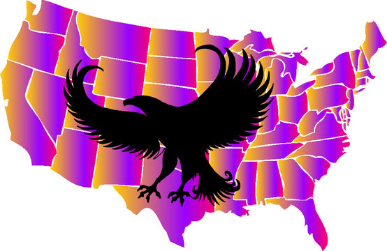 America map and eagle print embroidery graphic design vector art