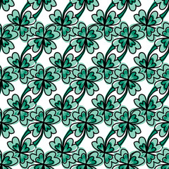 Four-leaf clover seamless vector pattern. Repeating background