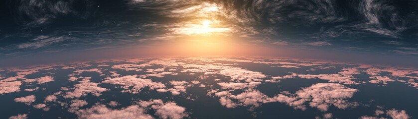 Beautiful clouds, panorama of clouds, above the clouds, clouds from above, flying above - obrazy, fototapety, plakaty