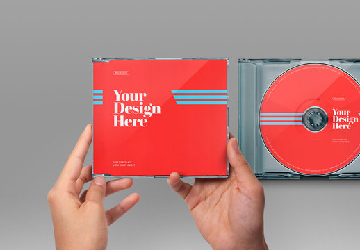 Hands Holding CD Case Mockup