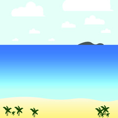 Fototapeta na wymiar beach, coconut tree , ocean and island. vector design.