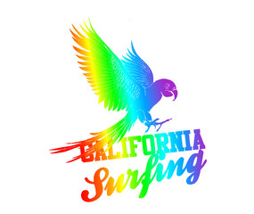 Obraz premium Parrot print embroidery graphic design vector art