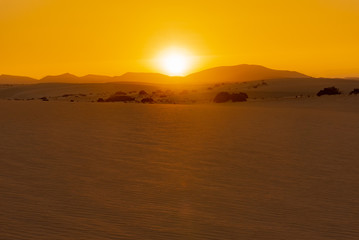 Sunset over the sand dunes, Canary Island of Fuerteventura