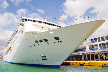 Classic Costa Cruises cruiseship or cruise ship liner Costa NeoRiviera in Piraeus port of Athens in...