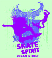 eagle and skateboarders graphic design vector art