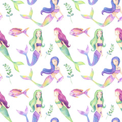 Mermaids Seamless Pattern