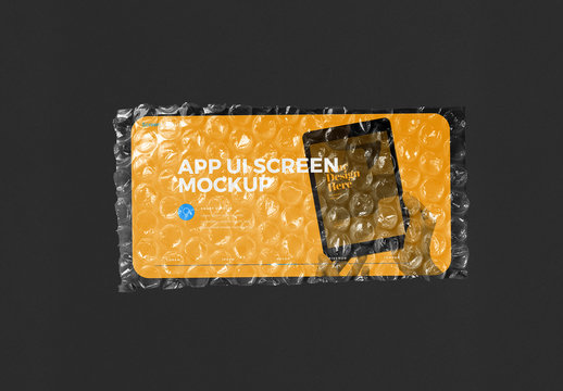 Landscape App UI Screen with Bubble Wrap Mockup