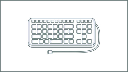 Vector Liner PC Keyboard icon. Keypad Illustration. Drawing.