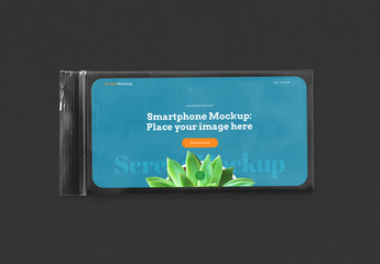 Landscape App UI Screen with Plastic Bag Mockup