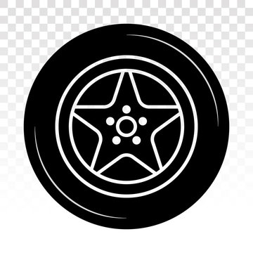 recommend clip art: Car tire / vehicle or automobile tire alloy wheel with rim vector flat icon on a transparent background
