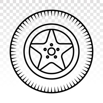 recommend clip art: Car tire / vehicle or automobile tire alloy wheel with rim vector flat icon on a transparent background