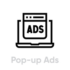 Pop-up Ads icon. Editable Vector Stroke.