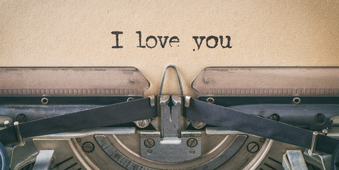 Text written with a vintage typewriter -  i love you