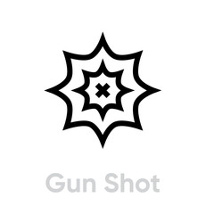 Obraz premium Gun Shot icon. Editable Vector Outline.