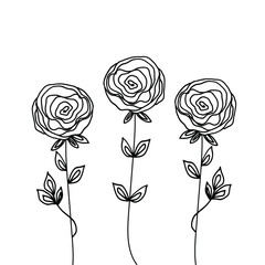 Doodle style flowers. They create the mood of the holiday and spring. Suitable for decorating postcards.
