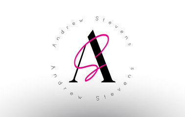 Letter AS signature minimalistic monogram vector logo. Simple AS Icon with Circular Name Pattern.