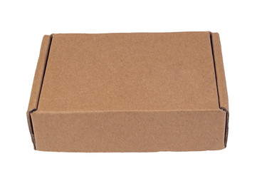 Cardboard brown box closed. Isolate on a white background. Delivery, packaging concept