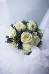 Beautiful white wedding bouquet, italian style.