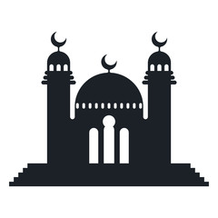 Flat design  Muslim Mosque Silhouette, vector illustration, isolated on white background
