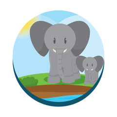 Cute elephants cartoon