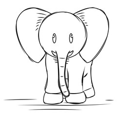 Cartoon of a cute elephant sketch