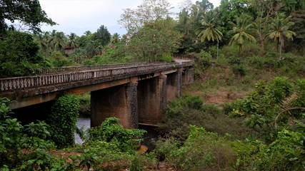 kerala an olden river crossing bridge long view