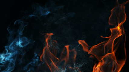 Fototapeta premium Closeup of fire on black background