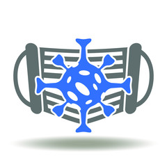 Facial Mask Virus Safety Icon Vector. Coronavirus Infection Prevention Respiratory Breathing Air Filter Medical Logo.