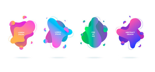 Modern abstract vector banners set flat geometric liquid blob shapes colorful colors