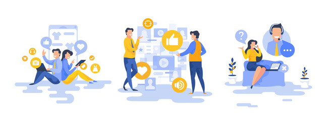 Fototapeta premium People using various opportunities of online communication