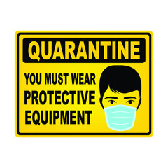 You must wear protective equipment quarantine sign, vector design