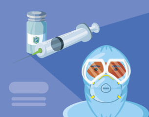 vaccination and health, vaccine, ampoule and syringe