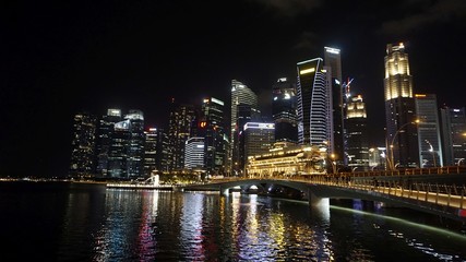Naklejka na ściany i meble skyline of singapore city at night