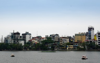 Naklejka premium buildings in hanoi the capitol of vietnam