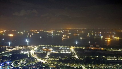 coastline of singapore in the night