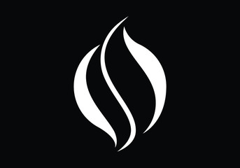 Flame logo design. Fire icon, oil and gas industry symbol isolated on black background