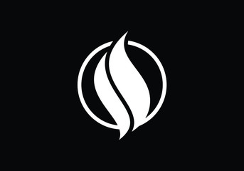 Elegant flame logo design in white over black background ideal for branding