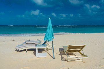 Fototapeta na wymiar Caribbean island of Anguilla with palm trees and white beaches