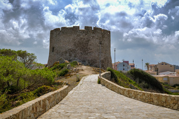 Fototapeta na wymiar Ancient historic tower in Santa Teresa Gallura in Sardinia