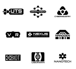 Sci-fi and cyberpunk logos. © antikwar1