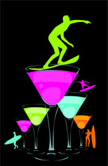 summer sports surfer print and embroidery graphic design vector art