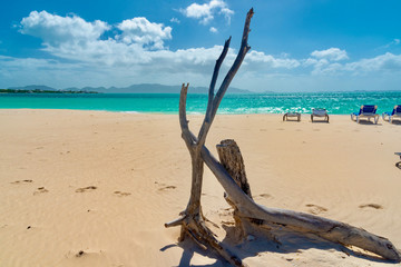 Caribbean island of Anguilla with palm trees and white beaches