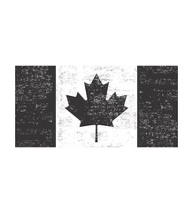 Distressed Black and White Canadian Flag 
