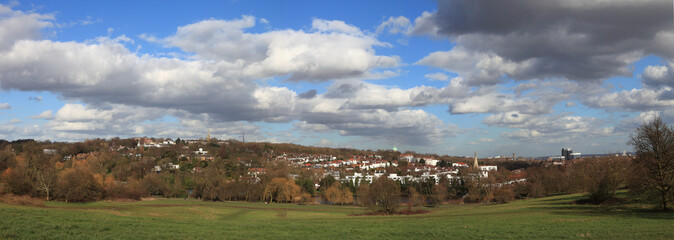 Panoramic view of Highgate Village from Hampstead Heath, London, United Kingdom