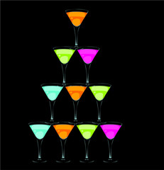 cocktail glasses graphic design vector art