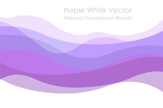 Purple waves abstract. Free white area in the upper and lower. Tulle abstract. Blank up down space Gradual transparent, gauzy changing.  Mountains, dessert, rain bow, wavy. Light background. Vector