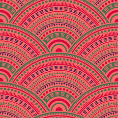 Ethnic circle shapes seamless geometric pattern. © SunwArt